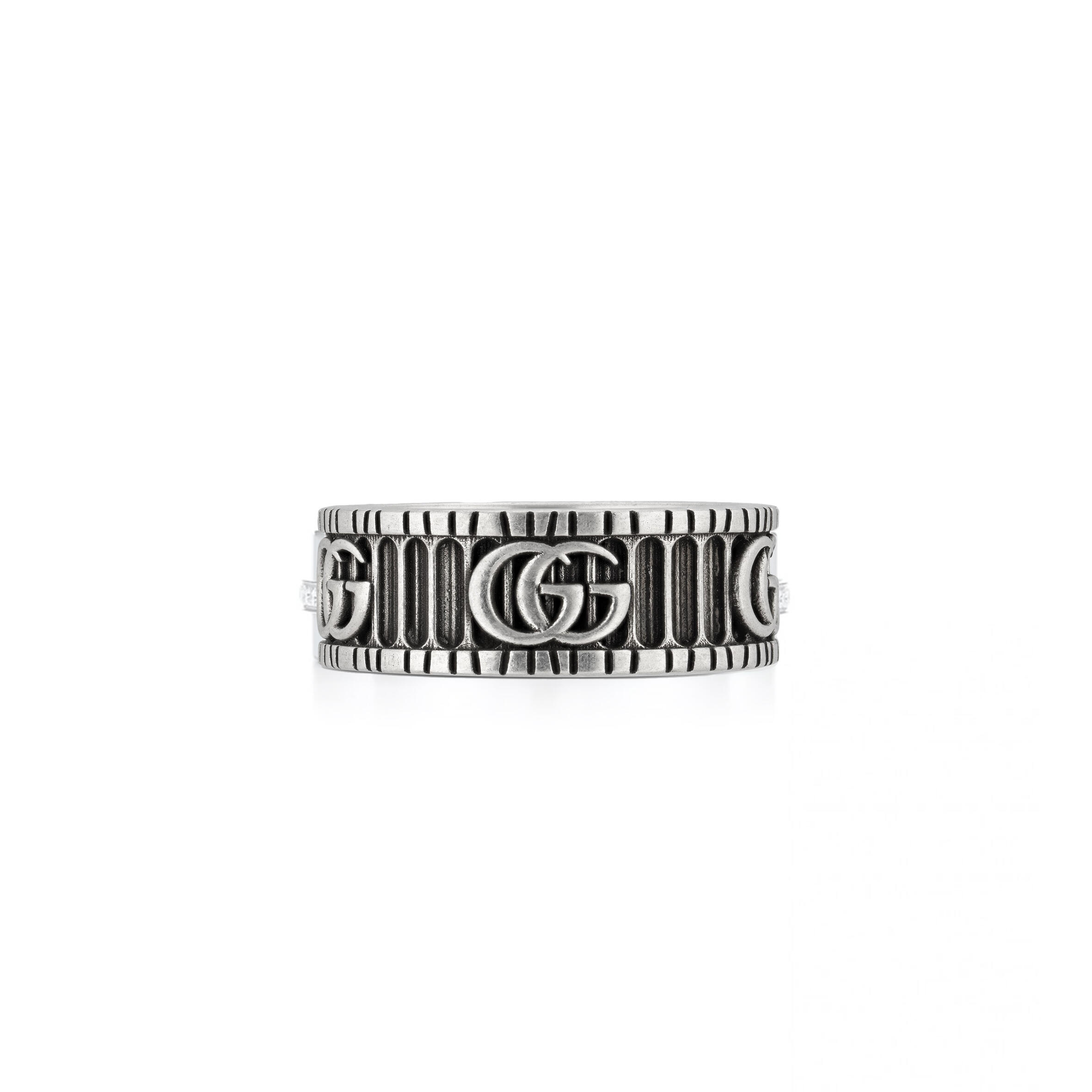 Gvc*1 ring with double g in silver 551899j84000811